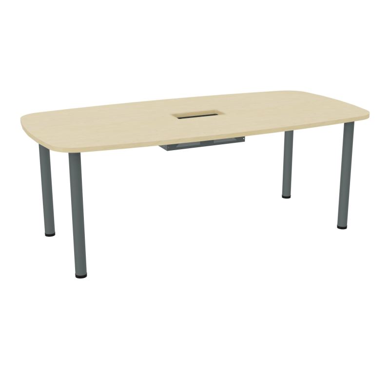 TABLE OVALE P100X200 DÉCOUPÉE POUR TRAPPE CENTRALE  DOUBLE ACCÈS 4 PIEDS RONDS  ÉP. 25 MM