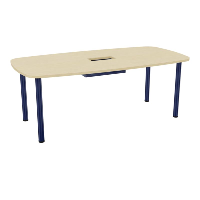 TABLE OVALE P100X200 DÉCOUPÉE POUR TRAPPE CENTRALE  DOUBLE ACCÈS 4 PIEDS RONDS  ÉP. 25 MM