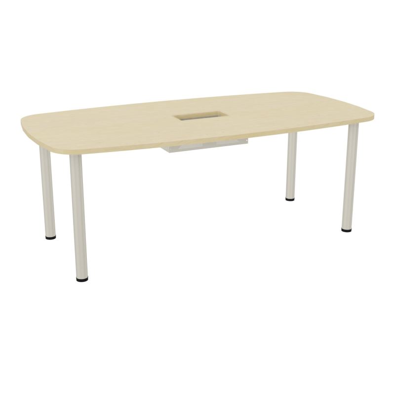 TABLE OVALE P100X200 DÉCOUPÉE POUR TRAPPE CENTRALE  DOUBLE ACCÈS 4 PIEDS RONDS  ÉP. 25 MM