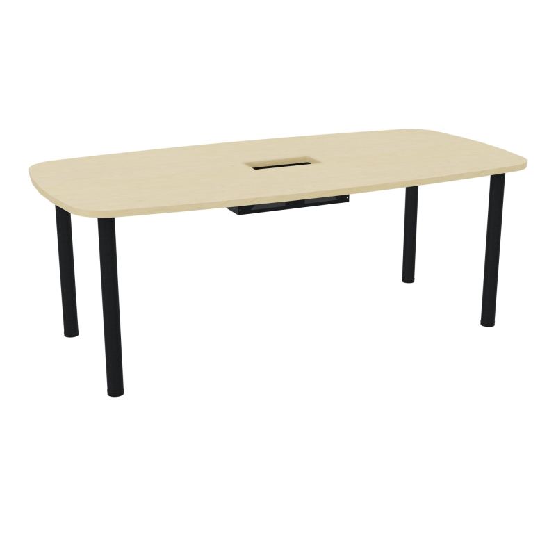 TABLE OVALE P100X200 DÉCOUPÉE POUR TRAPPE CENTRALE  DOUBLE ACCÈS 4 PIEDS RONDS  ÉP. 25 MM