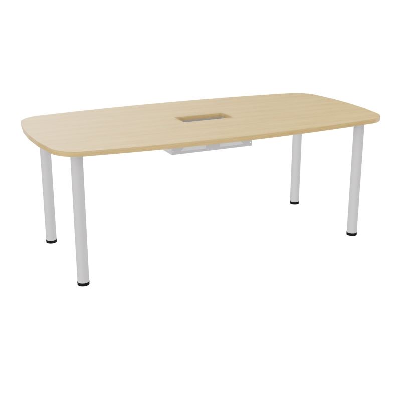 TABLE OVALE P100X200 DÉCOUPÉE POUR TRAPPE CENTRALE  DOUBLE ACCÈS 4 PIEDS RONDS  ÉP. 25 MM