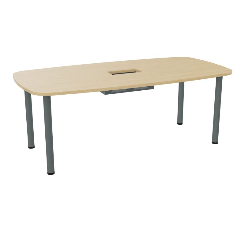 TABLE OVALE P100X200 DÉCOUPÉE POUR TRAPPE CENTRALE  DOUBLE ACCÈS 4 PIEDS RONDS  ÉP. 25 MM