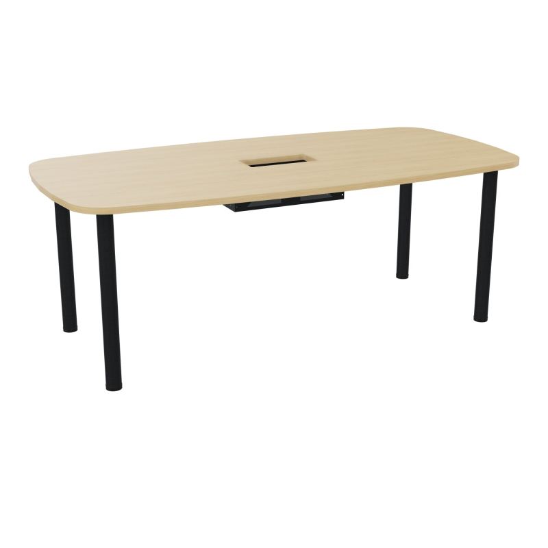 TABLE OVALE P100X200 DÉCOUPÉE POUR TRAPPE CENTRALE  DOUBLE ACCÈS 4 PIEDS RONDS  ÉP. 25 MM