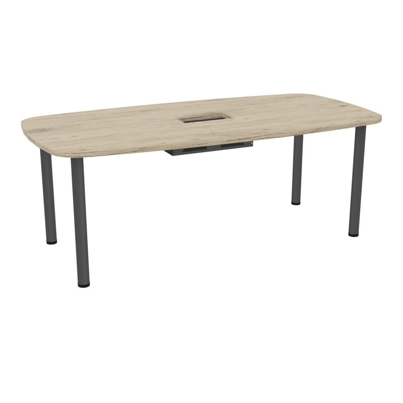 TABLE OVALE P100X200 DÉCOUPÉE POUR TRAPPE CENTRALE  DOUBLE ACCÈS 4 PIEDS RONDS  ÉP. 25 MM