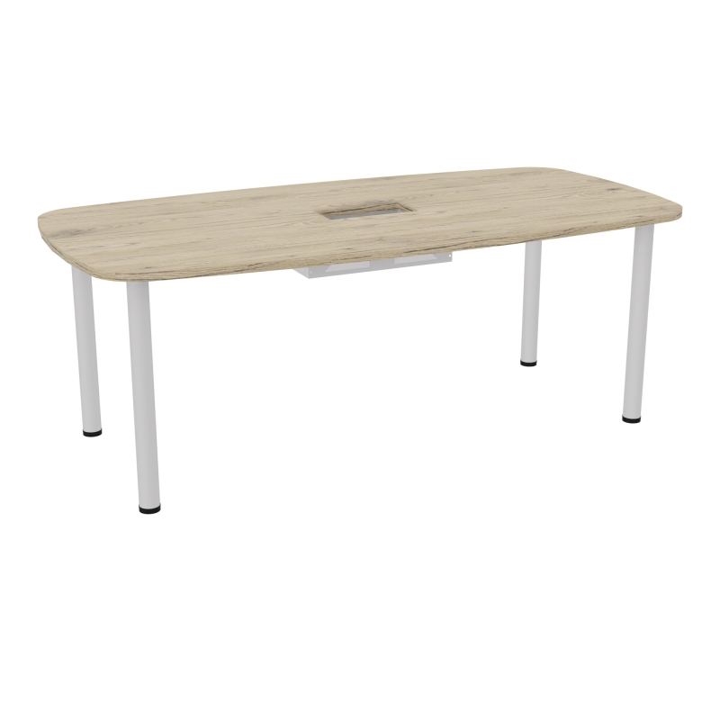 TABLE OVALE P100X200 DÉCOUPÉE POUR TRAPPE CENTRALE  DOUBLE ACCÈS 4 PIEDS RONDS  ÉP. 25 MM