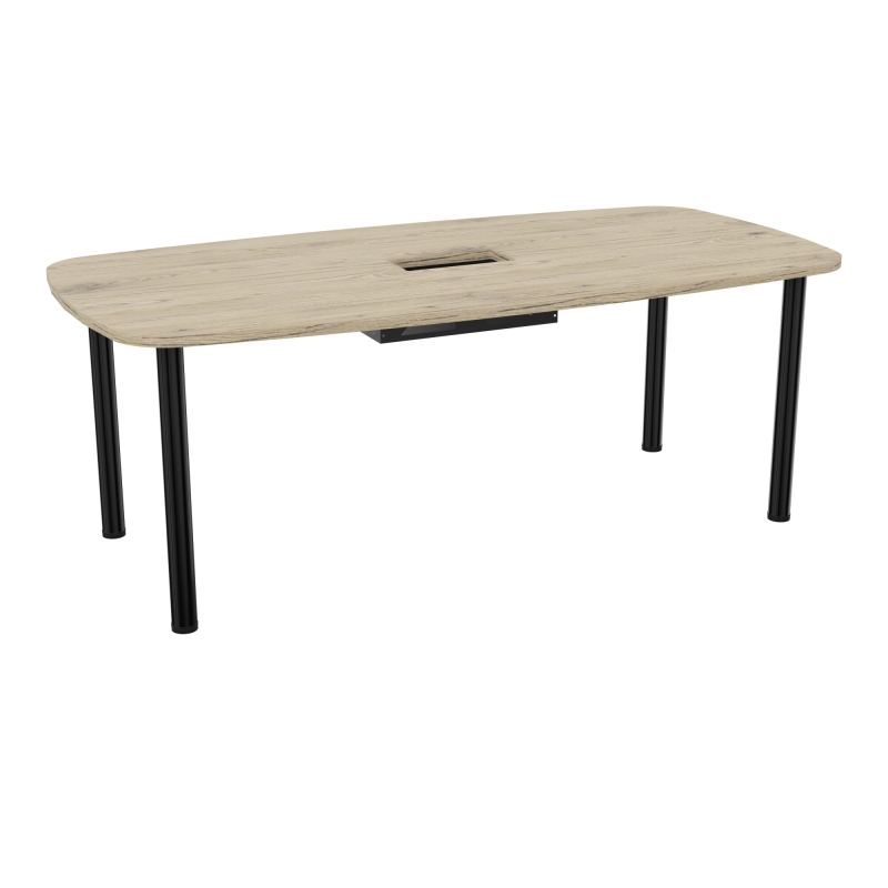 TABLE OVALE P100X200 DÉCOUPÉE POUR TRAPPE CENTRALE  DOUBLE ACCÈS 4 PIEDS RONDS  ÉP. 25 MM