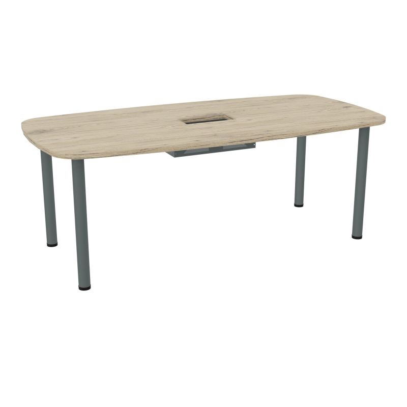 TABLE OVALE P100X200 DÉCOUPÉE POUR TRAPPE CENTRALE  DOUBLE ACCÈS 4 PIEDS RONDS  ÉP. 25 MM