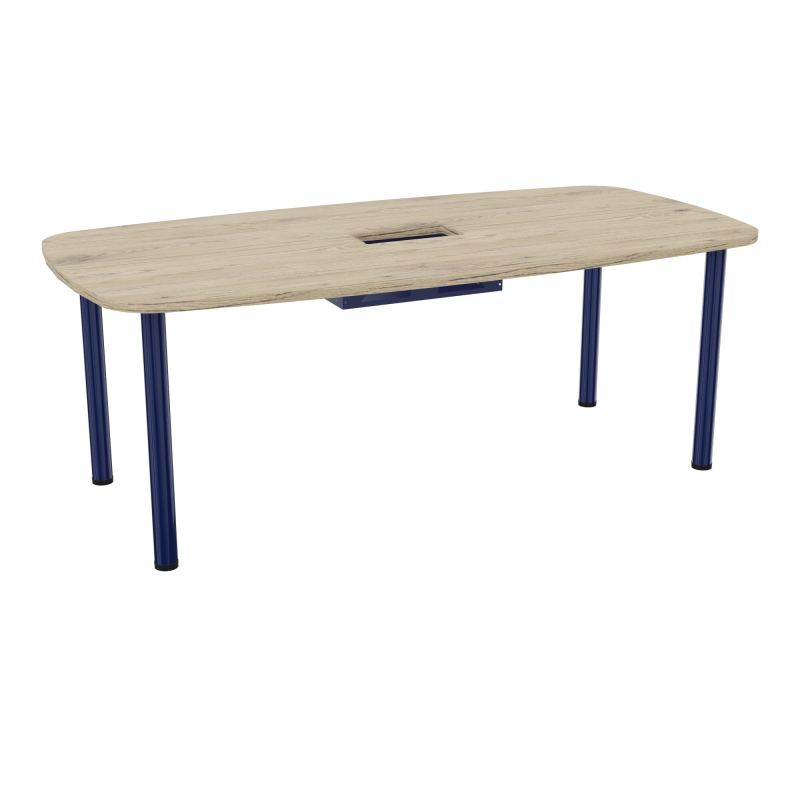 TABLE OVALE P100X200 DÉCOUPÉE POUR TRAPPE CENTRALE  DOUBLE ACCÈS 4 PIEDS RONDS  ÉP. 25 MM