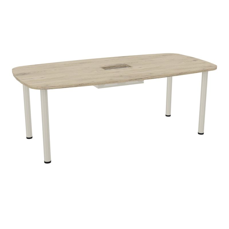 TABLE OVALE P100X200 DÉCOUPÉE POUR TRAPPE CENTRALE  DOUBLE ACCÈS 4 PIEDS RONDS  ÉP. 25 MM