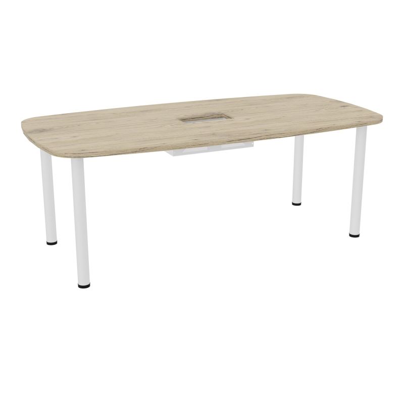 TABLE OVALE P100X200 DÉCOUPÉE POUR TRAPPE CENTRALE  DOUBLE ACCÈS 4 PIEDS RONDS  ÉP. 25 MM
