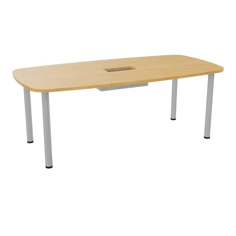 TABLE OVALE P100X200 DÉCOUPÉE POUR TRAPPE CENTRALE  DOUBLE ACCÈS 4 PIEDS RONDS  ÉP. 25 MM