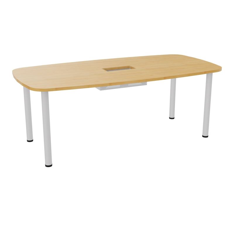 TABLE OVALE P100X200 DÉCOUPÉE POUR TRAPPE CENTRALE  DOUBLE ACCÈS 4 PIEDS RONDS  ÉP. 25 MM