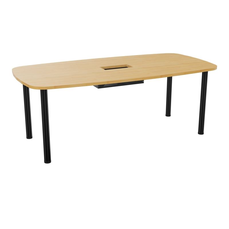 TABLE OVALE P100X200 DÉCOUPÉE POUR TRAPPE CENTRALE  DOUBLE ACCÈS 4 PIEDS RONDS  ÉP. 25 MM