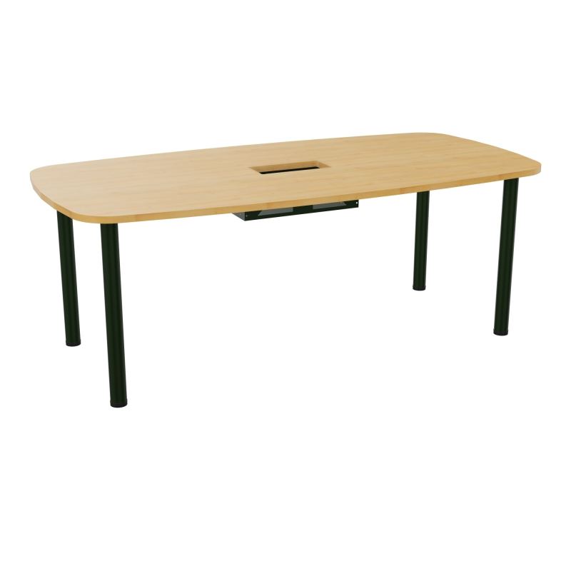 TABLE OVALE P100X200 DÉCOUPÉE POUR TRAPPE CENTRALE  DOUBLE ACCÈS 4 PIEDS RONDS  ÉP. 25 MM
