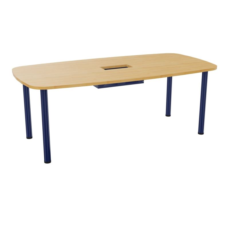 TABLE OVALE P100X200 DÉCOUPÉE POUR TRAPPE CENTRALE  DOUBLE ACCÈS 4 PIEDS RONDS  ÉP. 25 MM