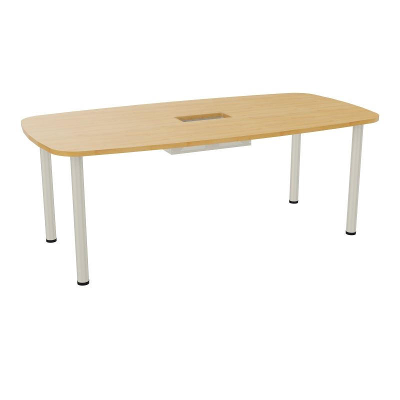 TABLE OVALE P100X200 DÉCOUPÉE POUR TRAPPE CENTRALE  DOUBLE ACCÈS 4 PIEDS RONDS  ÉP. 25 MM