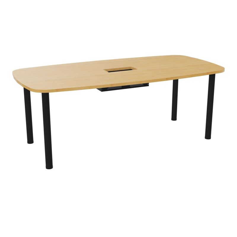 TABLE OVALE P100X200 DÉCOUPÉE POUR TRAPPE CENTRALE  DOUBLE ACCÈS 4 PIEDS RONDS  ÉP. 25 MM