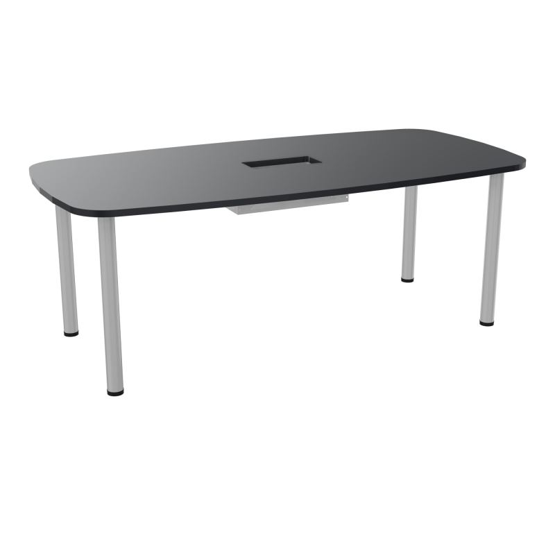 TABLE OVALE P100X200 DÉCOUPÉE POUR TRAPPE CENTRALE  DOUBLE ACCÈS 4 PIEDS RONDS  ÉP. 25 MM