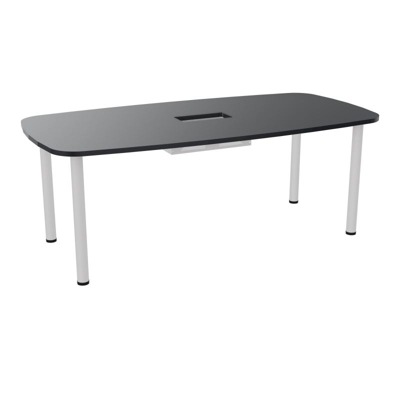 TABLE OVALE P100X200 DÉCOUPÉE POUR TRAPPE CENTRALE  DOUBLE ACCÈS 4 PIEDS RONDS  ÉP. 25 MM