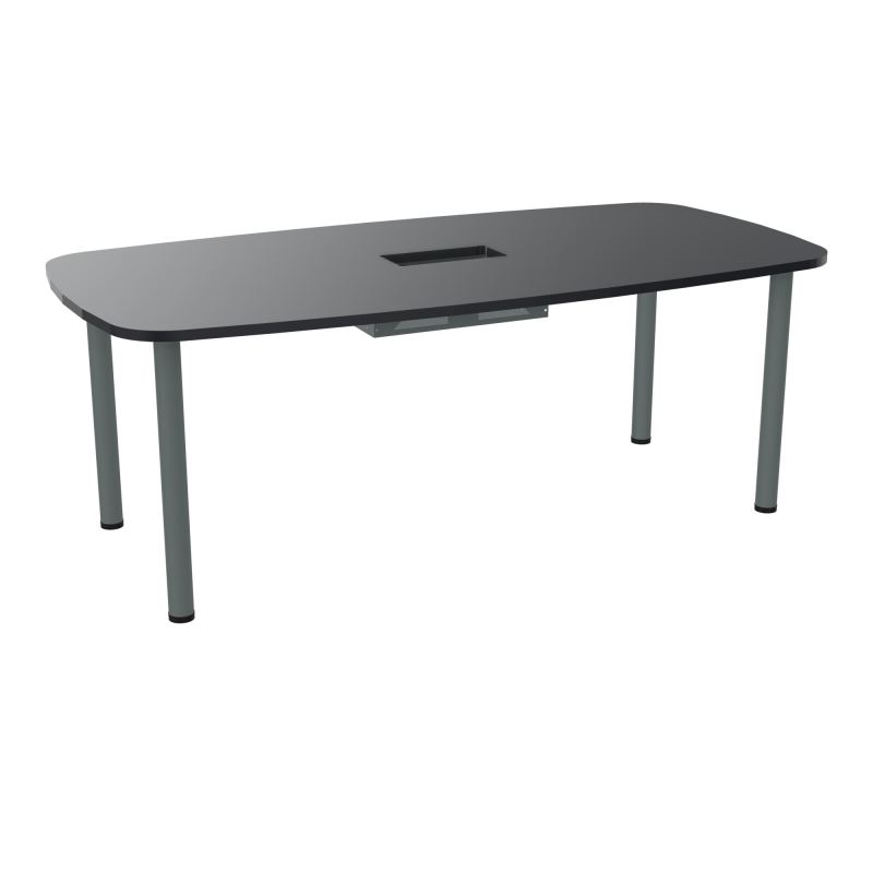 TABLE OVALE P100X200 DÉCOUPÉE POUR TRAPPE CENTRALE  DOUBLE ACCÈS 4 PIEDS RONDS  ÉP. 25 MM