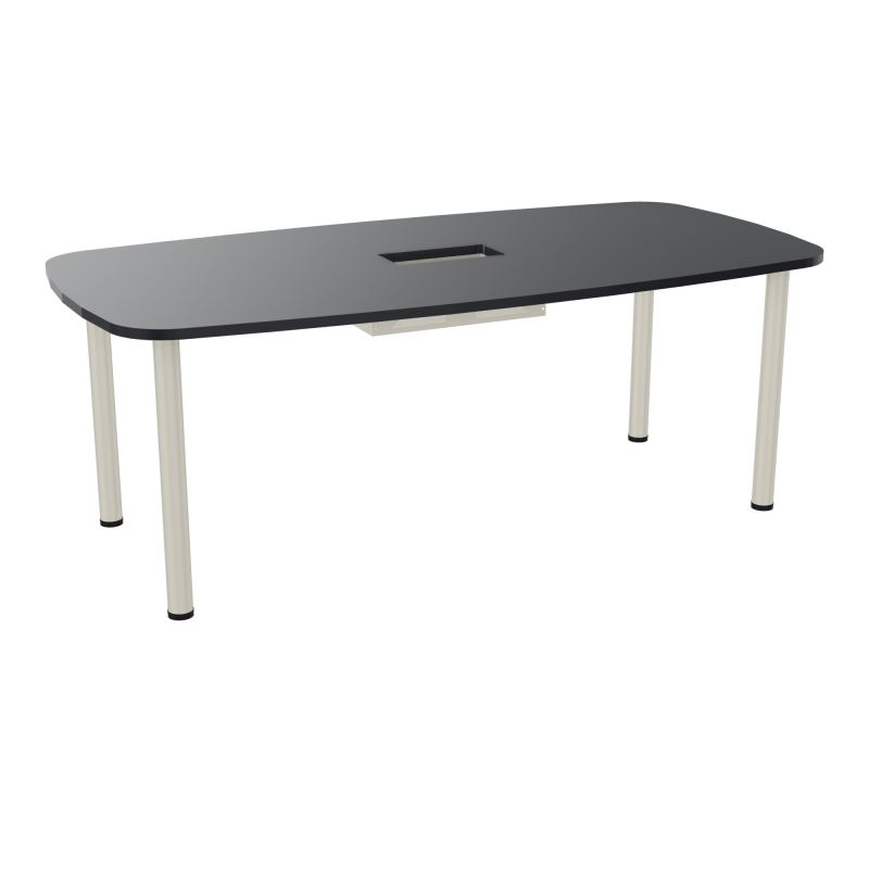 TABLE OVALE P100X200 DÉCOUPÉE POUR TRAPPE CENTRALE  DOUBLE ACCÈS 4 PIEDS RONDS  ÉP. 25 MM