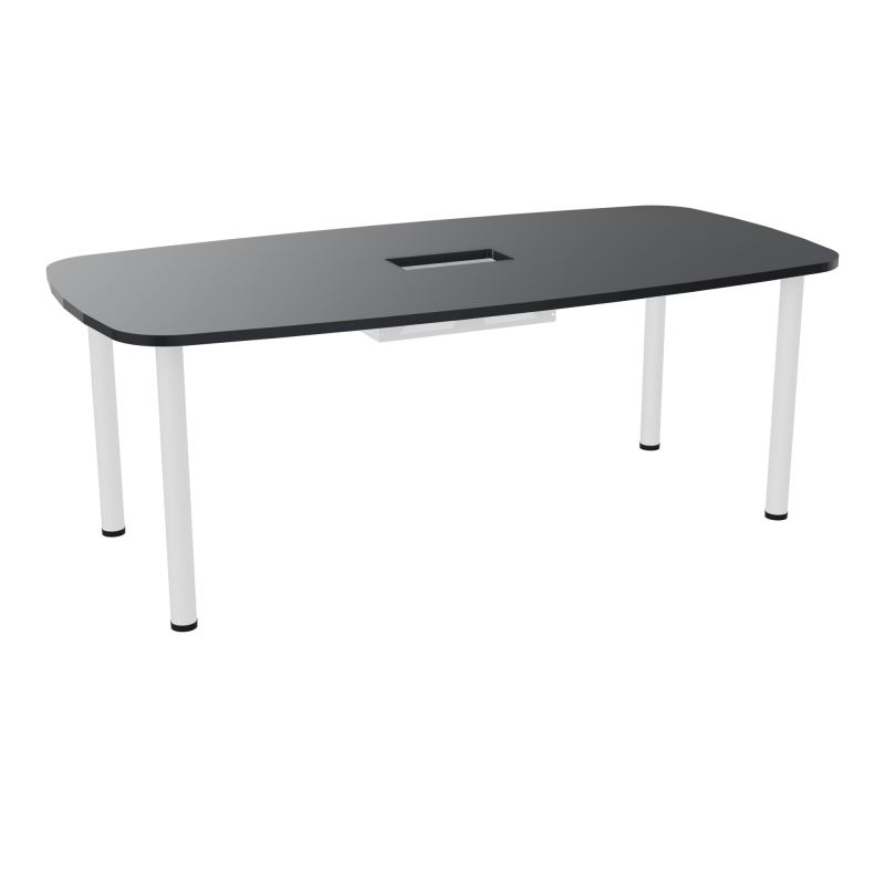 TABLE OVALE P100X200 DÉCOUPÉE POUR TRAPPE CENTRALE  DOUBLE ACCÈS 4 PIEDS RONDS  ÉP. 25 MM