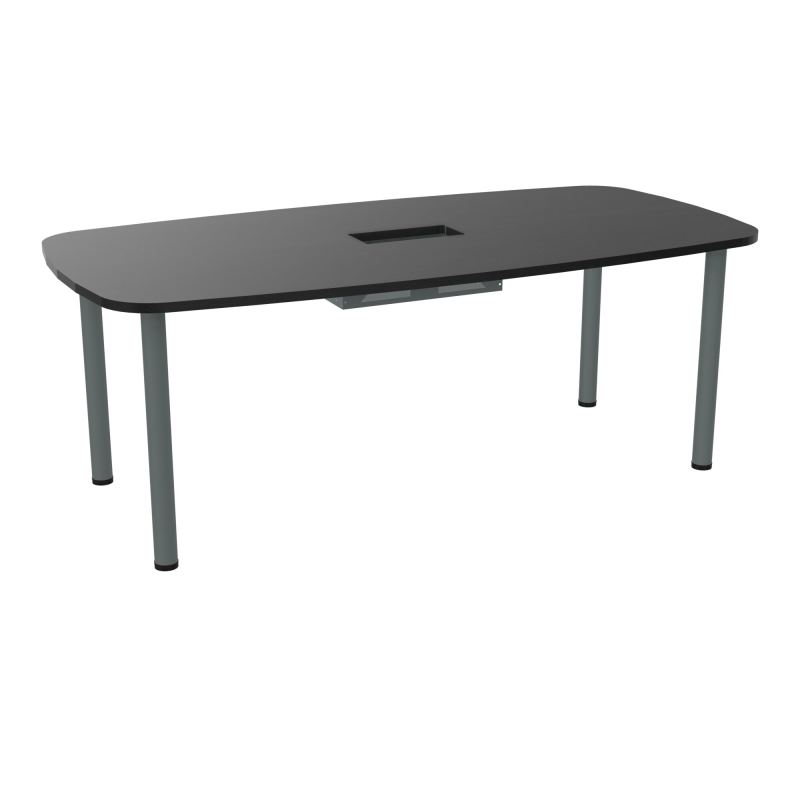 TABLE OVALE P100X200 DÉCOUPÉE POUR TRAPPE CENTRALE  DOUBLE ACCÈS 4 PIEDS RONDS  ÉP. 25 MM