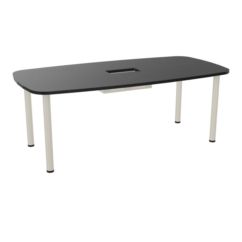 TABLE OVALE P100X200 DÉCOUPÉE POUR TRAPPE CENTRALE  DOUBLE ACCÈS 4 PIEDS RONDS  ÉP. 25 MM