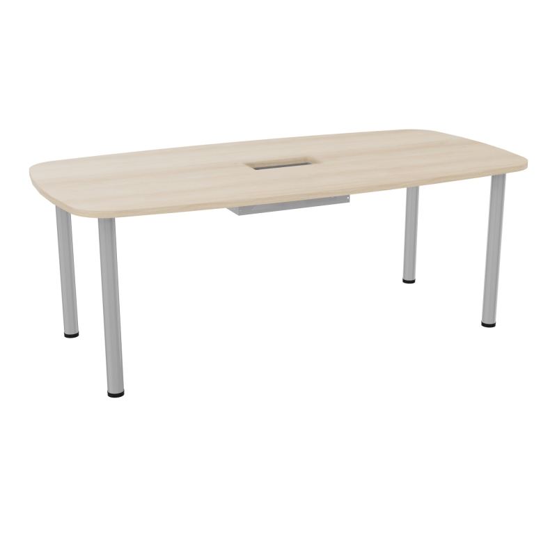 TABLE OVALE P100X200 DÉCOUPÉE POUR TRAPPE CENTRALE  DOUBLE ACCÈS 4 PIEDS RONDS  ÉP. 25 MM