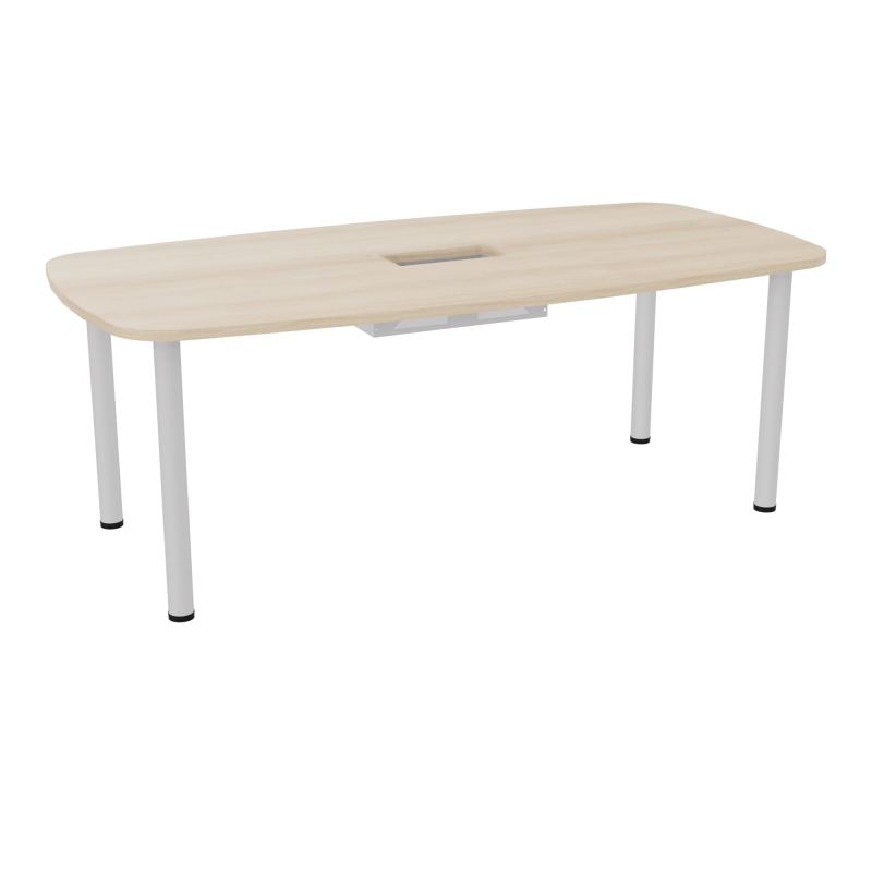 TABLE OVALE P100X200 DÉCOUPÉE POUR TRAPPE CENTRALE  DOUBLE ACCÈS 4 PIEDS RONDS  ÉP. 25 MM