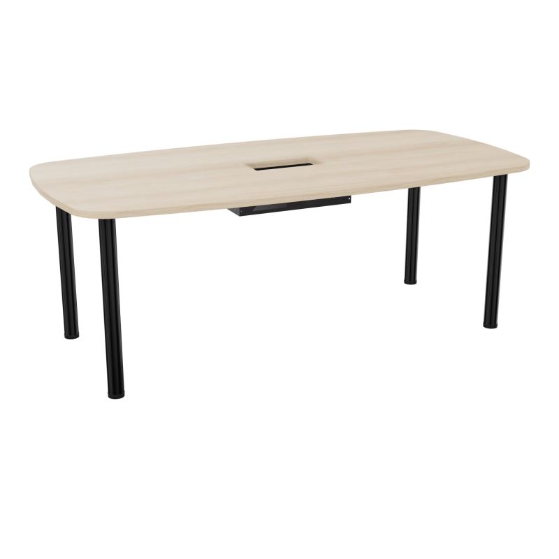 TABLE OVALE P100X200 DÉCOUPÉE POUR TRAPPE CENTRALE  DOUBLE ACCÈS 4 PIEDS RONDS  ÉP. 25 MM