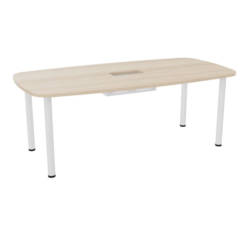 TABLE OVALE P100X200 DÉCOUPÉE POUR TRAPPE CENTRALE  DOUBLE ACCÈS 4 PIEDS RONDS  ÉP. 25 MM