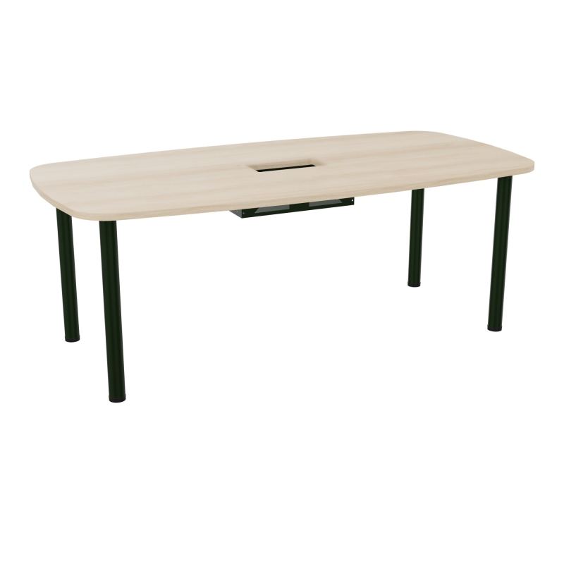TABLE OVALE P100X200 DÉCOUPÉE POUR TRAPPE CENTRALE  DOUBLE ACCÈS 4 PIEDS RONDS  ÉP. 25 MM