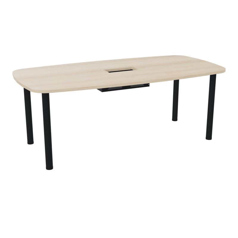 TABLE OVALE P100X200 DÉCOUPÉE POUR TRAPPE CENTRALE  DOUBLE ACCÈS 4 PIEDS RONDS  ÉP. 25 MM