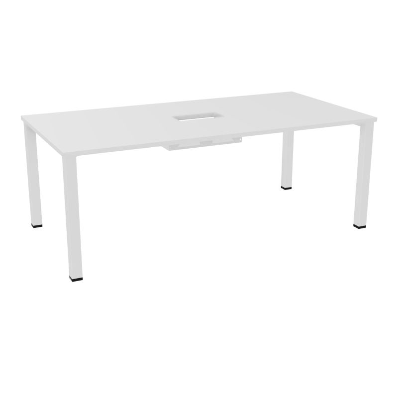 TABLE RECTANGULAIRE P100X200DÉCOUPÉE POUR TRAPPE CENTRALE DOUBLE ACCÈS 4 PIEDS CARRÉS 60