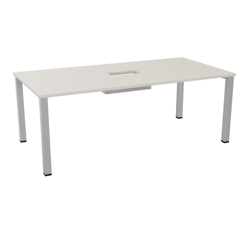 TABLE RECTANGULAIRE P100X200DÉCOUPÉE POUR TRAPPE CENTRALE DOUBLE ACCÈS 4 PIEDS CARRÉS 60
