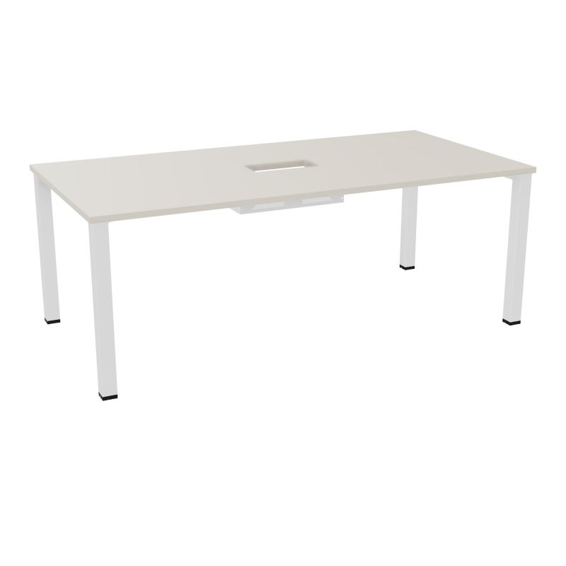 TABLE RECTANGULAIRE P100X200DÉCOUPÉE POUR TRAPPE CENTRALE DOUBLE ACCÈS 4 PIEDS CARRÉS 60