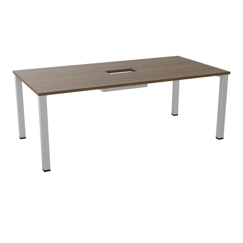 TABLE RECTANGULAIRE P100X200DÉCOUPÉE POUR TRAPPE CENTRALE DOUBLE ACCÈS 4 PIEDS CARRÉS 60