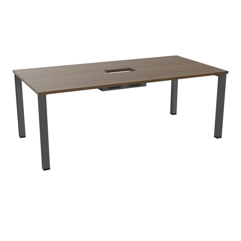 TABLE RECTANGULAIRE P100X200DÉCOUPÉE POUR TRAPPE CENTRALE DOUBLE ACCÈS 4 PIEDS CARRÉS 60