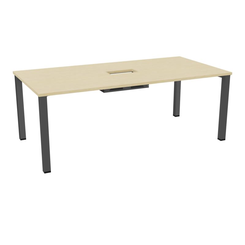 TABLE RECTANGULAIRE P100X200DÉCOUPÉE POUR TRAPPE CENTRALE DOUBLE ACCÈS 4 PIEDS CARRÉS 60