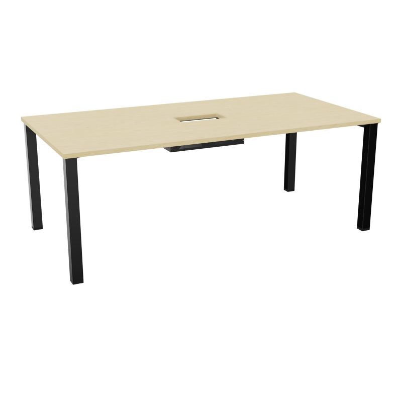TABLE RECTANGULAIRE P100X200DÉCOUPÉE POUR TRAPPE CENTRALE DOUBLE ACCÈS 4 PIEDS CARRÉS 60