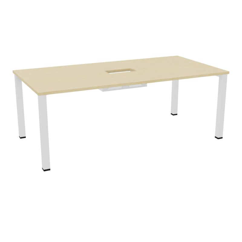 TABLE RECTANGULAIRE P100X200DÉCOUPÉE POUR TRAPPE CENTRALE DOUBLE ACCÈS 4 PIEDS CARRÉS 60