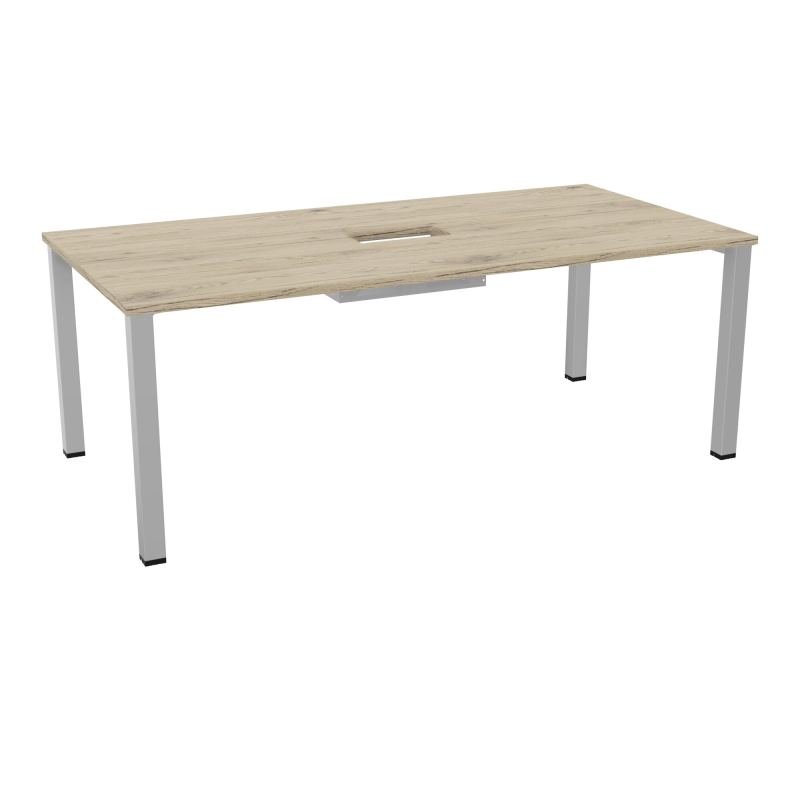 TABLE RECTANGULAIRE P100X200DÉCOUPÉE POUR TRAPPE CENTRALE DOUBLE ACCÈS 4 PIEDS CARRÉS 60