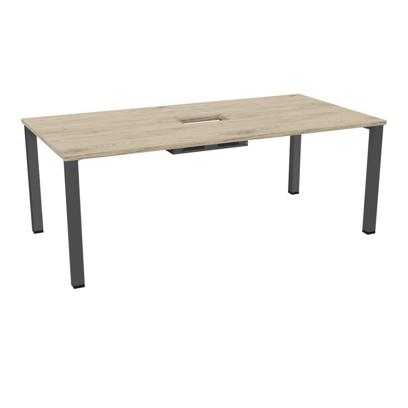 TABLE RECTANGULAIRE P100X200DÉCOUPÉE POUR TRAPPE CENTRALE DOUBLE ACCÈS 4 PIEDS CARRÉS 60