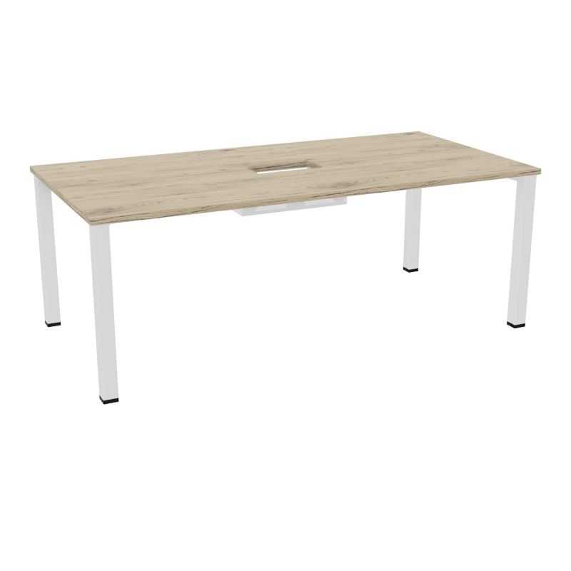 TABLE RECTANGULAIRE P100X200DÉCOUPÉE POUR TRAPPE CENTRALE DOUBLE ACCÈS 4 PIEDS CARRÉS 60