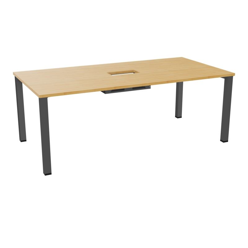 TABLE RECTANGULAIRE P100X200DÉCOUPÉE POUR TRAPPE CENTRALE DOUBLE ACCÈS 4 PIEDS CARRÉS 60