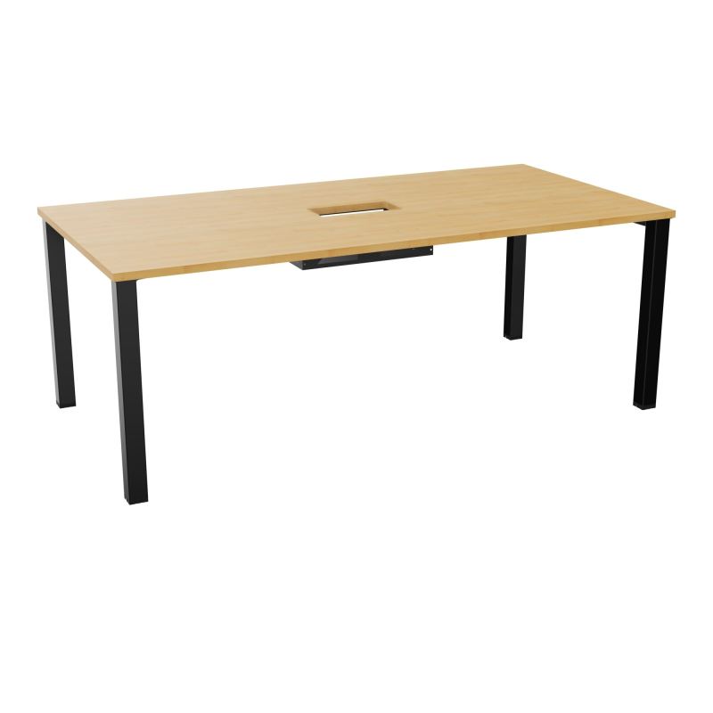 TABLE RECTANGULAIRE P100X200DÉCOUPÉE POUR TRAPPE CENTRALE DOUBLE ACCÈS 4 PIEDS CARRÉS 60