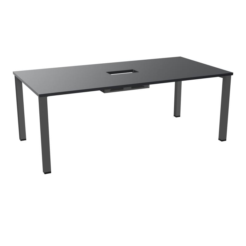 TABLE RECTANGULAIRE P100X200DÉCOUPÉE POUR TRAPPE CENTRALE DOUBLE ACCÈS 4 PIEDS CARRÉS 60