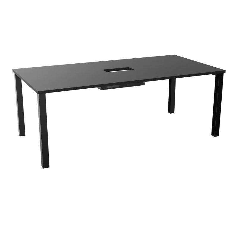 TABLE RECTANGULAIRE P100X200DÉCOUPÉE POUR TRAPPE CENTRALE DOUBLE ACCÈS 4 PIEDS CARRÉS 60