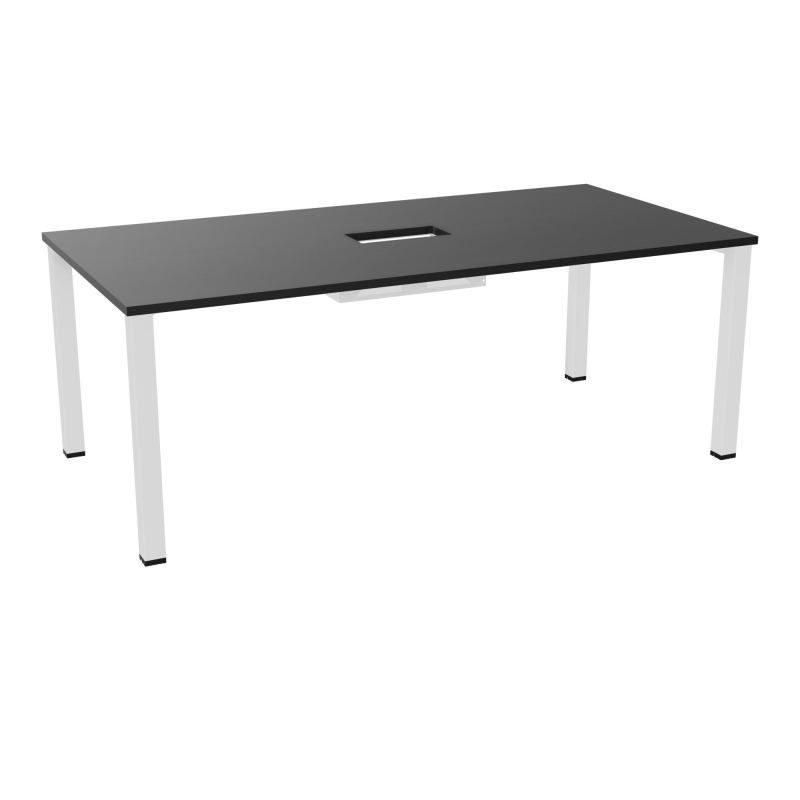 TABLE RECTANGULAIRE P100X200DÉCOUPÉE POUR TRAPPE CENTRALE DOUBLE ACCÈS 4 PIEDS CARRÉS 60